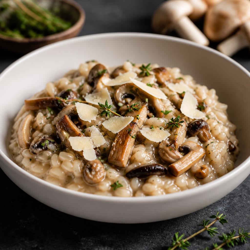 Risoto de cogumelos com parmesão
